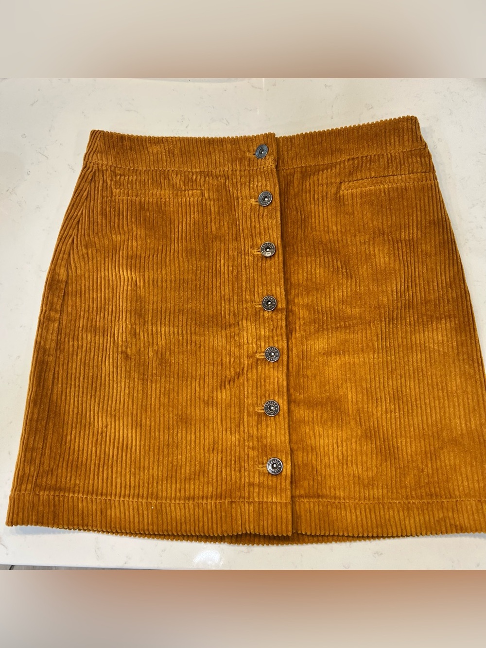 Preppy, Fall, Corduroy Mini Skirt in Mustard/Caramel color.-304